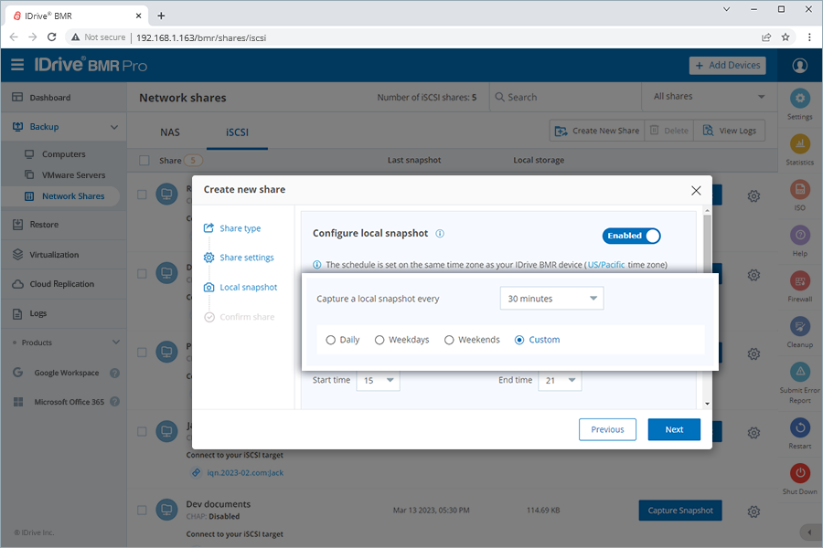 Incremental image backup