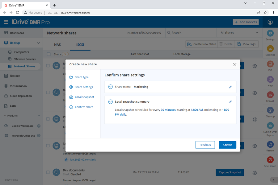 Incremental image backup