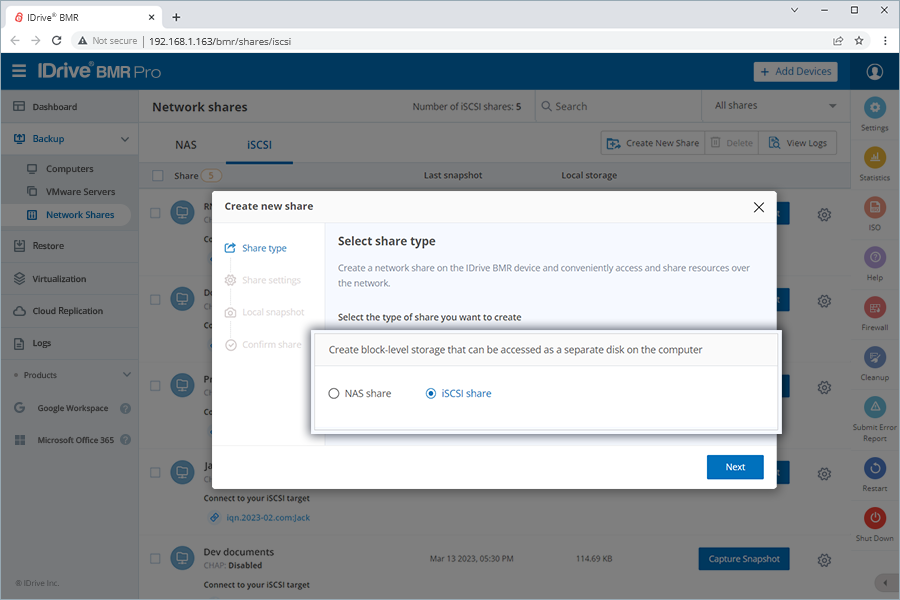 Incremental image backup